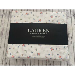 NEW 4pc Ralph Lauren Full Sheet Set Cottage Petite Florals Blue & Pink Roses